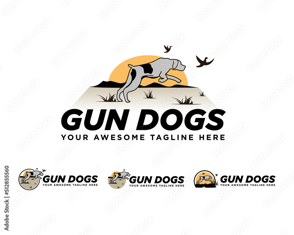 gun dog hunter logo flat color