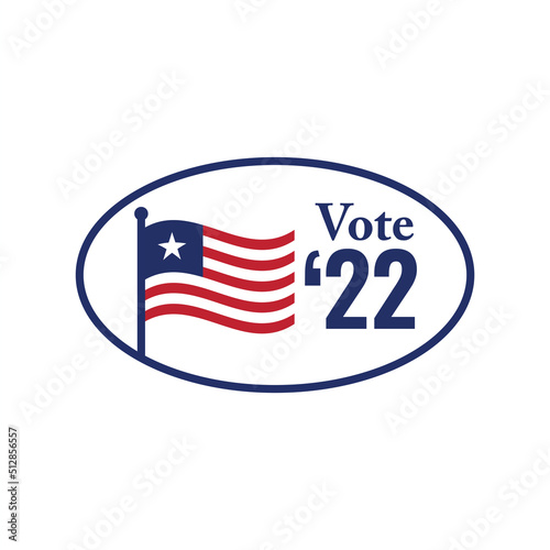 2022 Midterm Elections Design w Red White and Blue Vote Icon