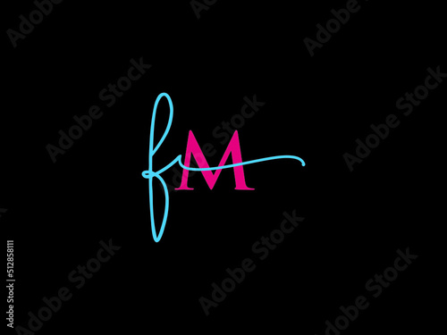 Minimalist FM fm Logo Design, Signature Fm Logo Letter Vector For Luxury Fashion Brand