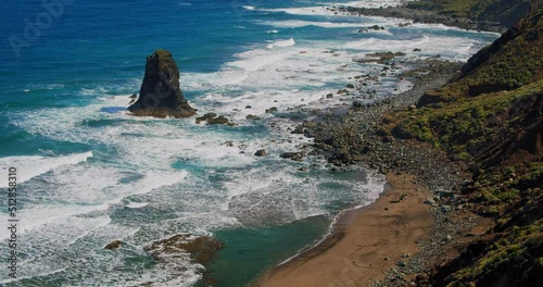 Rock formations and cliffs in ocean of North Coast of Tenerife, Canary Islands, Spain. Spectacular view. Tuoristic place. photo