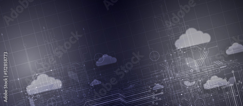 Cloud technology. Integrated digital web concept background