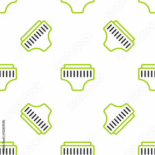 Line Adult diaper icon isolated seamless pattern on white background. Vector