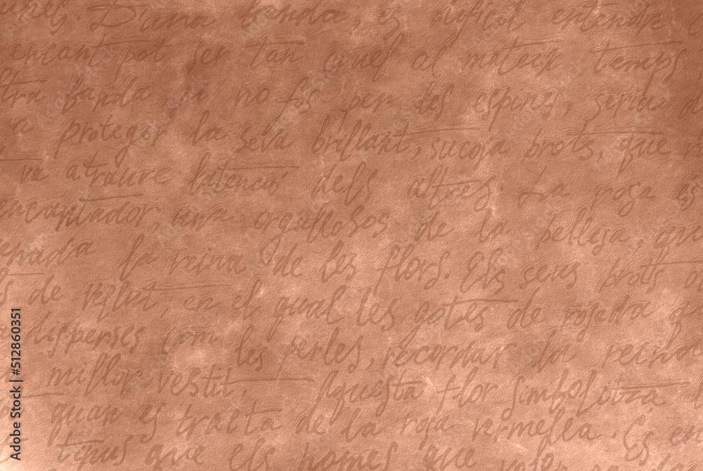 Light brown sepia old antique retro unreadable ink written text.Wall aged manuscript love letter.Vintage handwriting calligraphy pattern texture.Textured paper background.Write.Inscription.Web banner
