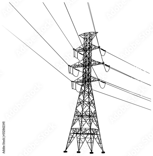 Fototapeta power line tower illustration