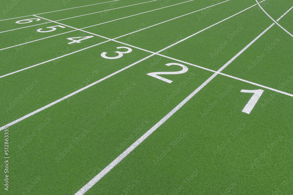 Track and field lanes and numbers. Running lanes at a track and field