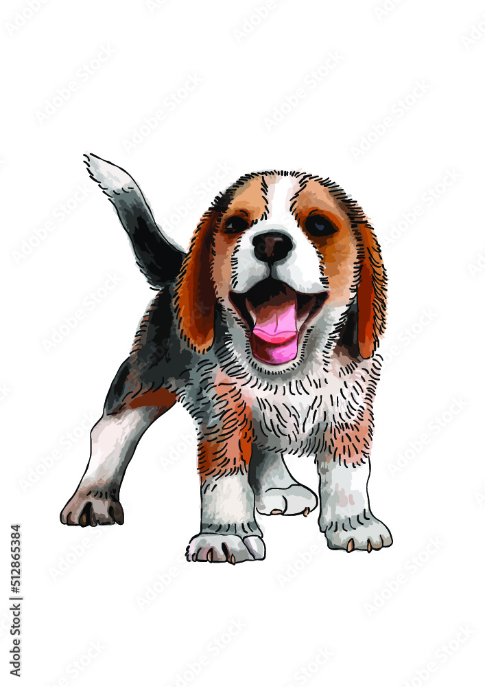 Radosny pies beagle. - obrazy, fototapety, plakaty 