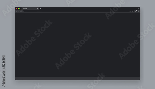 Vector browser window in dark mode - Unbranded realistic web frame to use in mockup