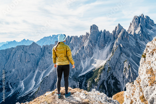 Dolomites, Three Peaks of Lavaredo. Italian Dolomites with famous Three Peaks of Lavaredo, Tre Cime , South Tyrol, Italy,.Mountain range of Cadini di Misurina and Sorapiss