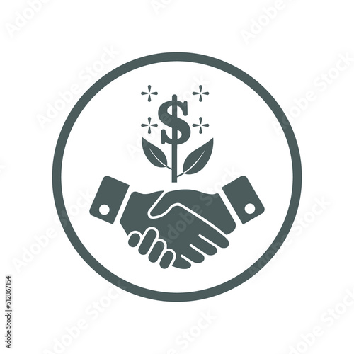 Business, deal icon. Gray vector graphics.