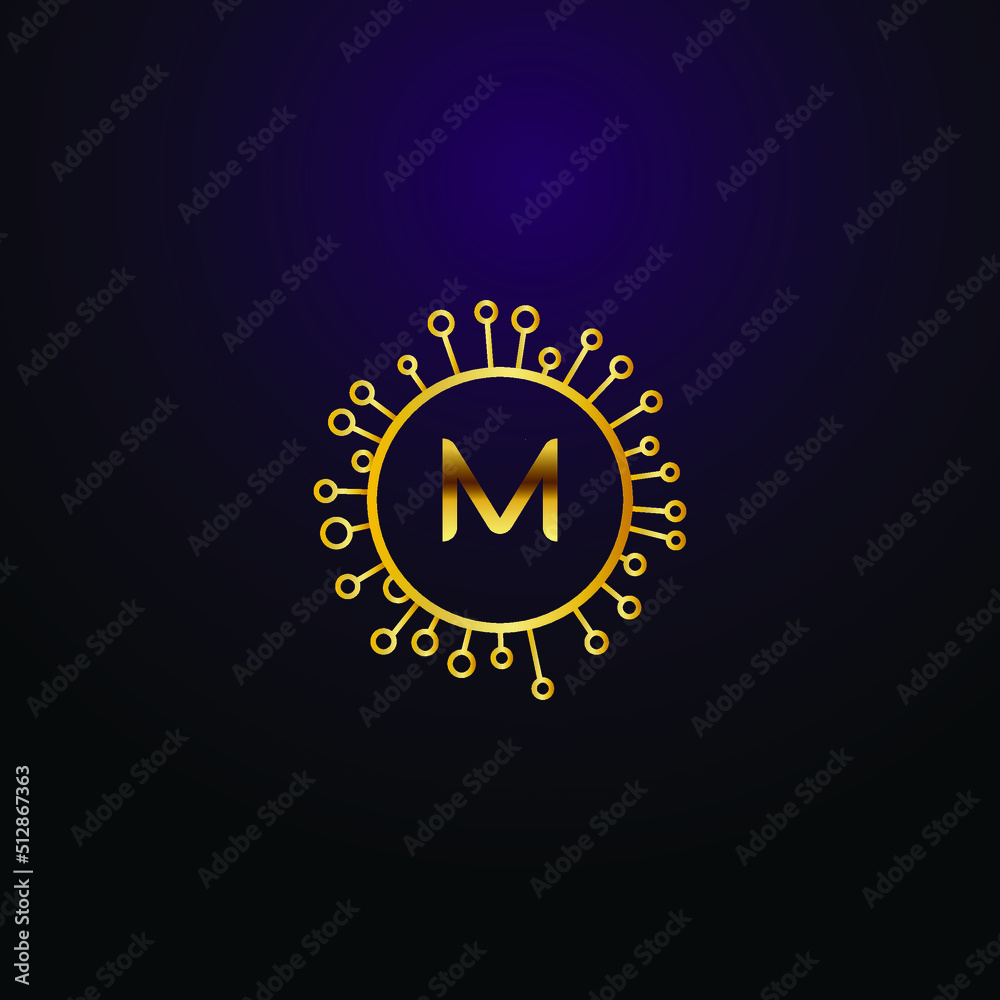 Fototapeta premium Premium luxury Vector elegant gold and font Letter M Template for company logo with monogram element 3d Design