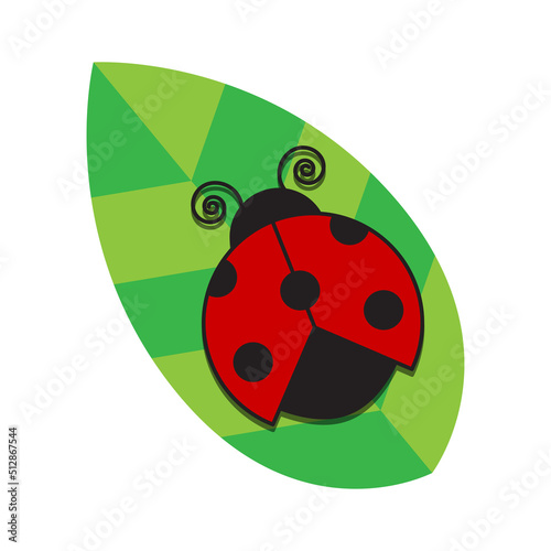 Red ladybug on a green leaf.