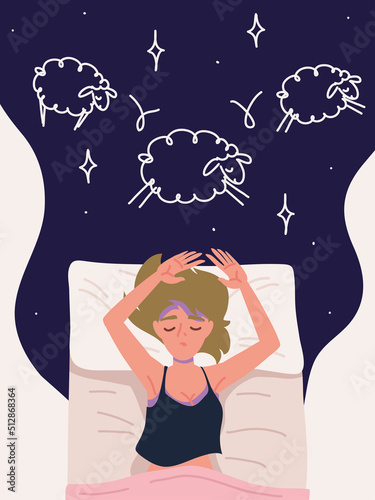 sleeping woman counting sheep