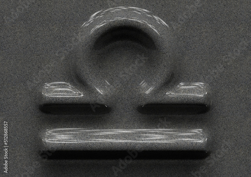 Zodiac symbol libra on granite background with shadow from light above