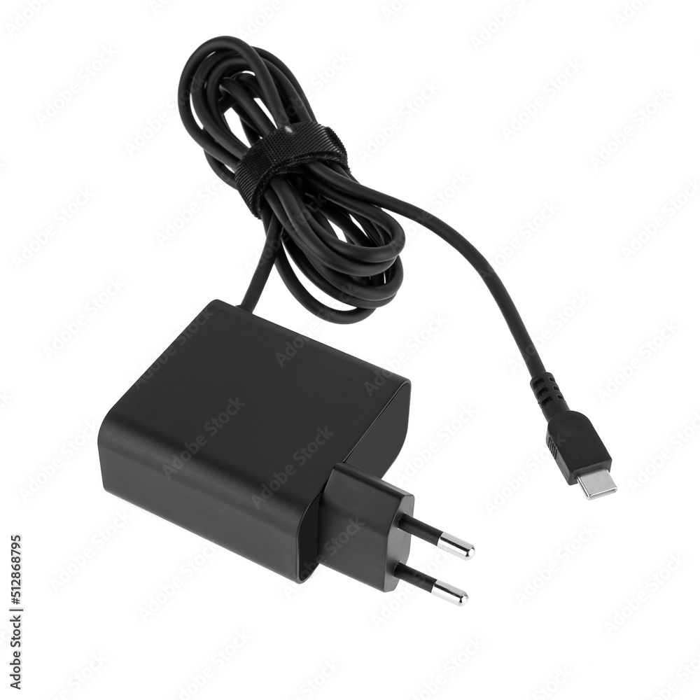laptop power adapter, power supply, laptop accessory, on a white background laptop power adapter, power supply, laptop accessory, on a white background