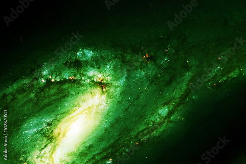 Beautiful green galaxy. Elements of this image furnished by NASA