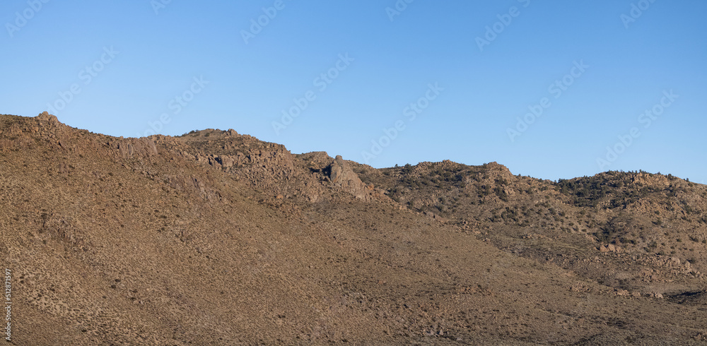 Rocky Desert Mountain Nature Landscape. Sunny Blue Sky. Nevada, United States of America. Nature Background.