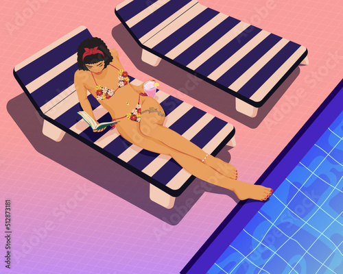 Wallpaper Mural Woman sunbathing in bikini at the swimming pool Torontodigital.ca