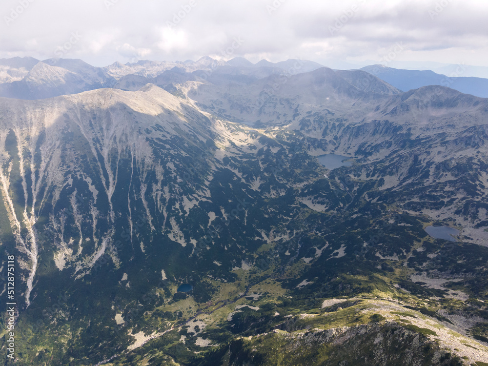 Aerial view of Pirin Mountain near Vihren Peak, Bulgaria