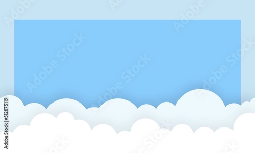 Cartoon cloudy background on blue sky. Gradient clouds and space for text on top of the background of the sky vector