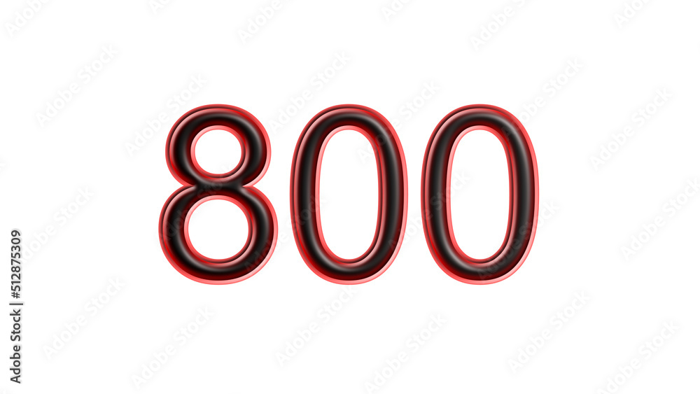 red 800 number 3d effect white background red 800 number 3d effect white background