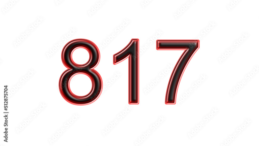red 817 number 3d effect white background red 817 number 3d effect white background