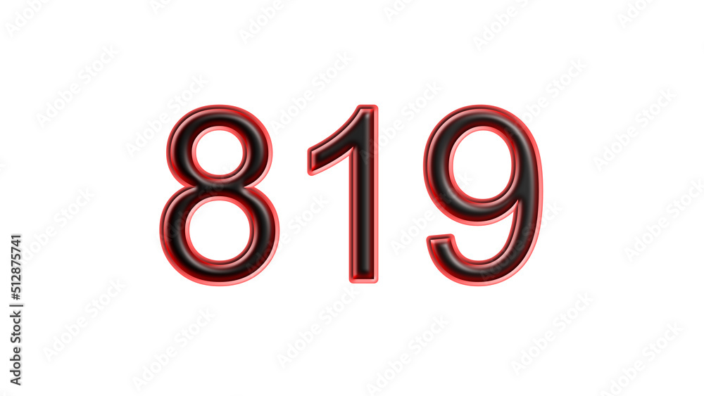 red 819 number 3d effect white background red 819 number 3d effect white background