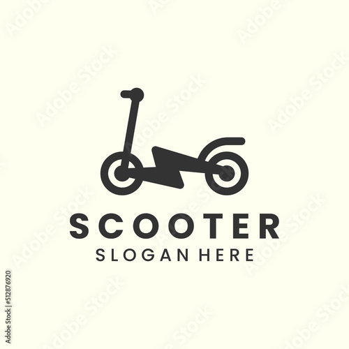 scooter electric with vintage style logo icon template design. motorized, eccentric-hub vector illustration