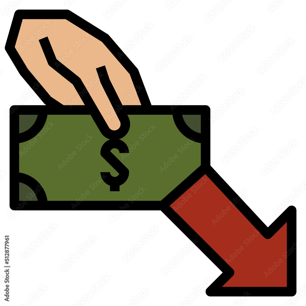 Pay back money outline filled color icon Pay back money outline filled color icon