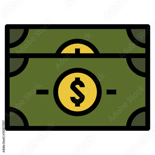 Paper money outline filled color icon