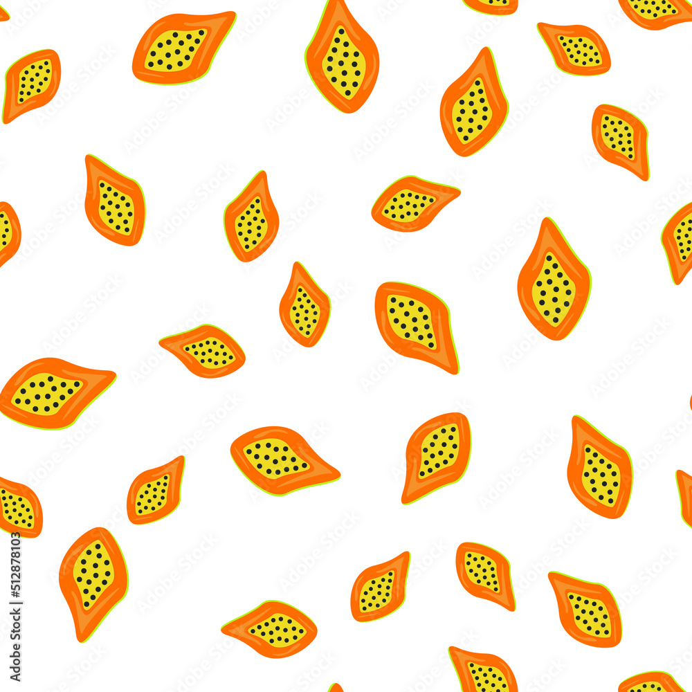 Set of vector seamless patterns with fruits, papaya. Trendy hand drawn textures. Modern abstract design for paper, cover, fabric, interior decor and more. Set of vector seamless patterns with fruits, papaya. Trendy hand drawn textures. Modern abstract design for paper, cover, fabric, interior decor and more.
