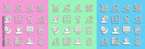 Set line Antidepressants, Psychological test, Closed personality, Concussion, headache, Psychology book, Male doctor, and Depression and frustration icon. Vector