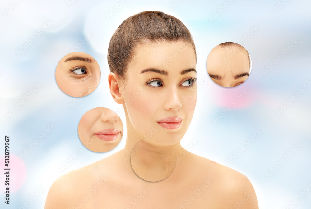 Ageing skin ,internal and external causes of skin aging, signs of skin aging Stock Photo Adobe