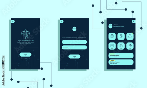 Use Interface UI design mobile app attendance app template sample 