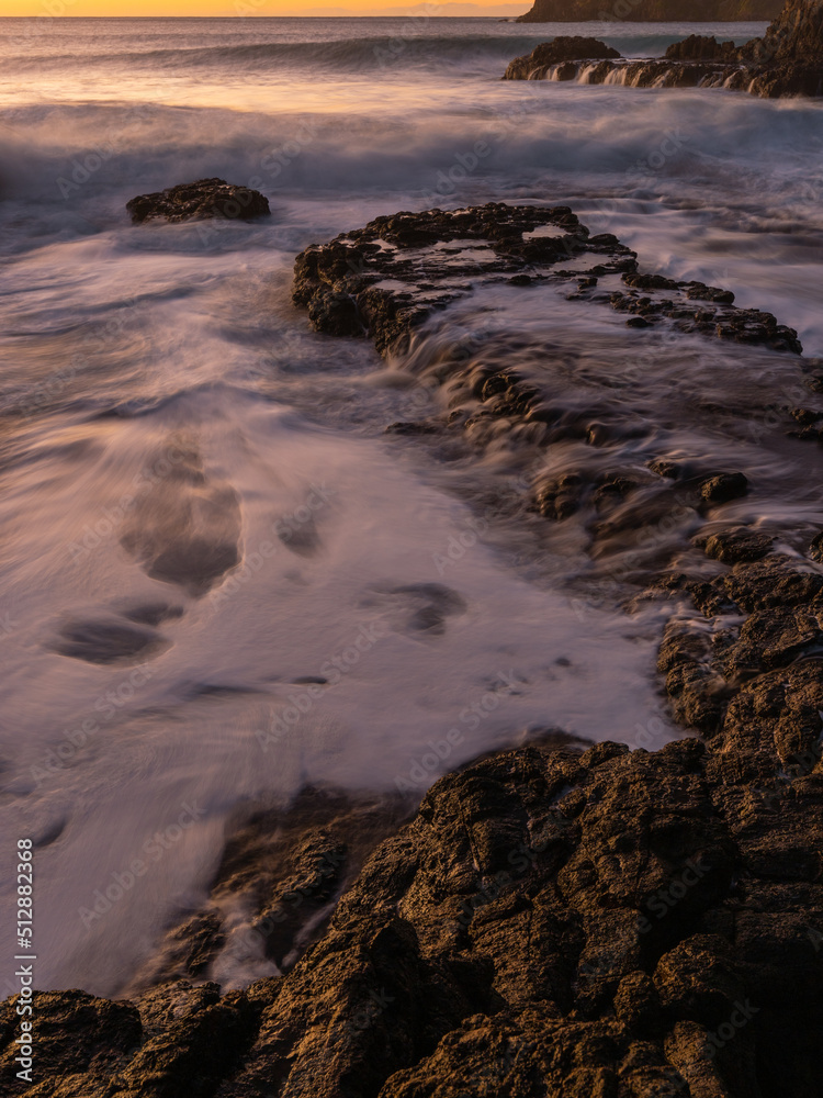 Water flowing on the coastal rock platform.