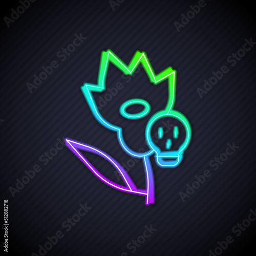 Glowing neon line Poison flower icon isolated on black background. Vector