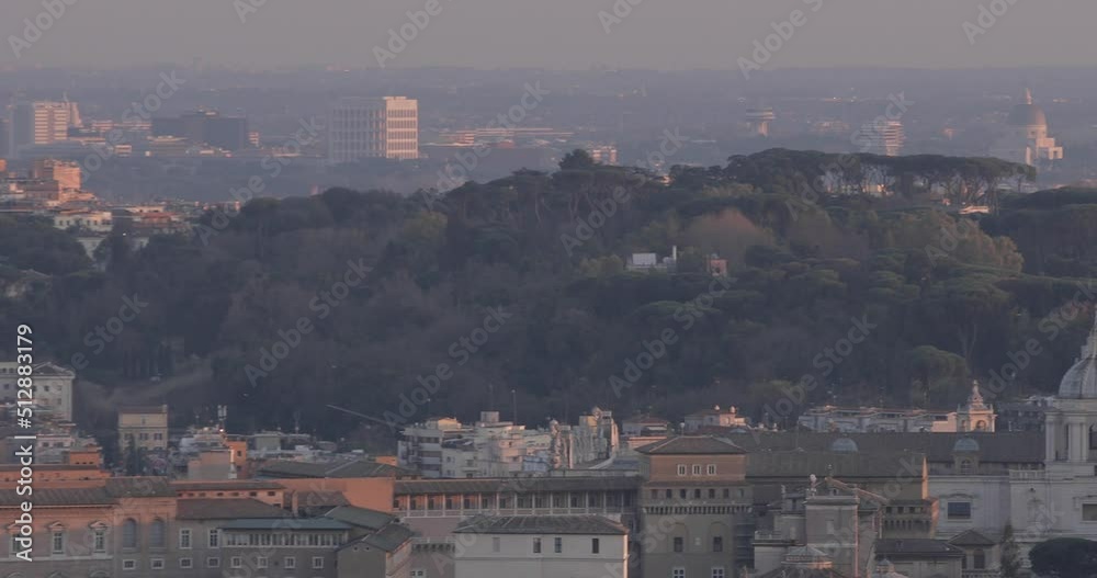 Closeup Pan Of San Pietro in Vatican City at sunset Closeup Pan Of San Pietro in Vatican City at sunset