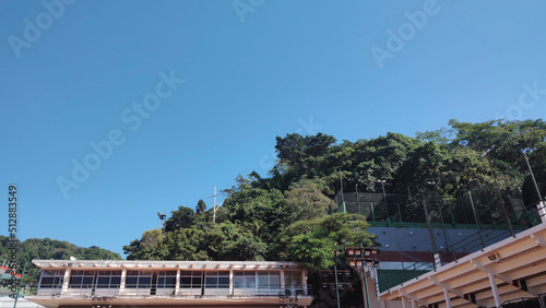 landscape horizon hill mountain quarry clear blue sky forest vegetation tree leaves nature close © FTeixeira_aRT