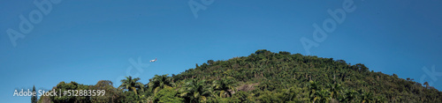 landscape horizon hill mountain quarry clear blue sky forest vegetation tree leaves nature close