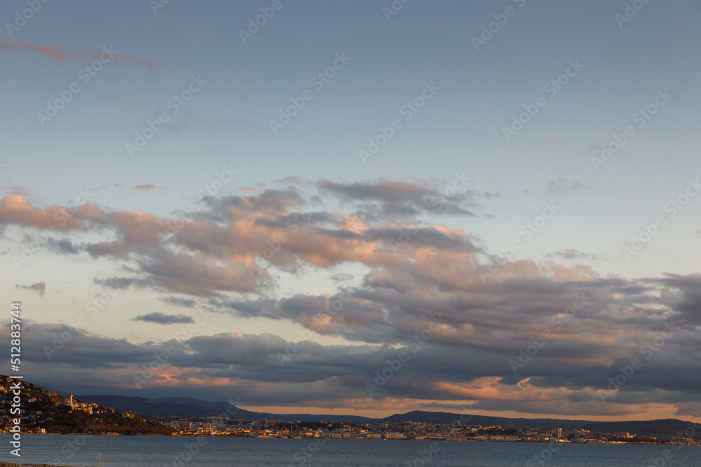 Trieste Bay Landscape and Skyline Copy Space Background