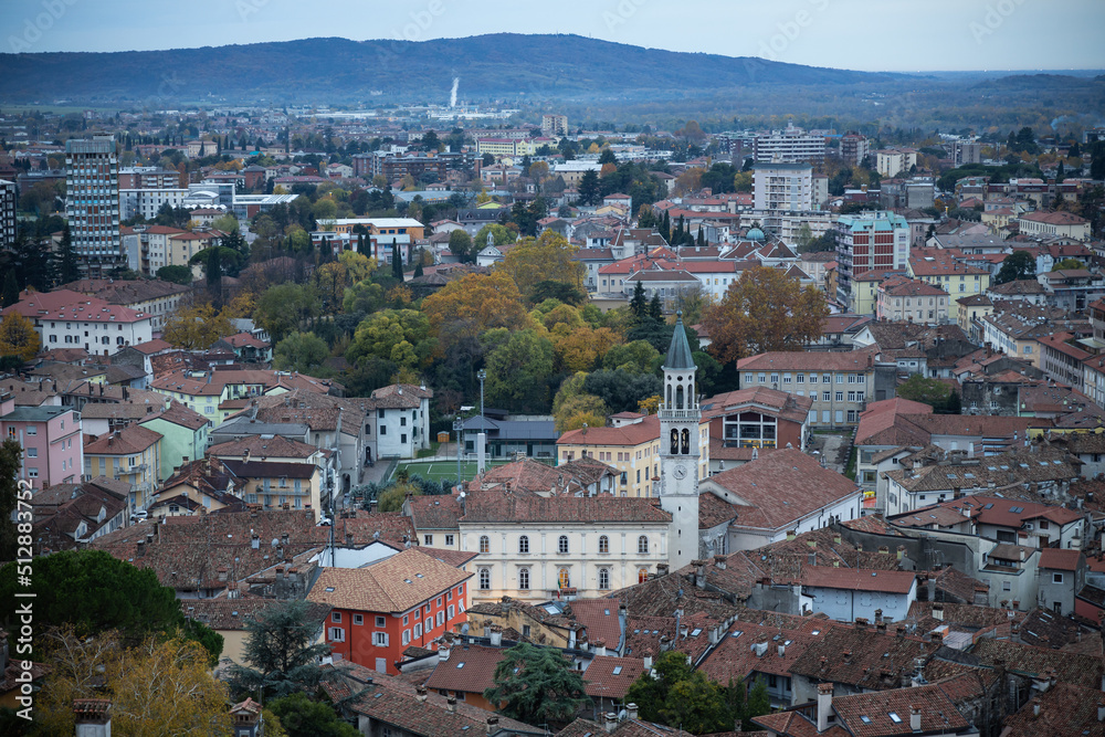 View Of Downtown of Gorizia Italy with main Cathedral Duomo