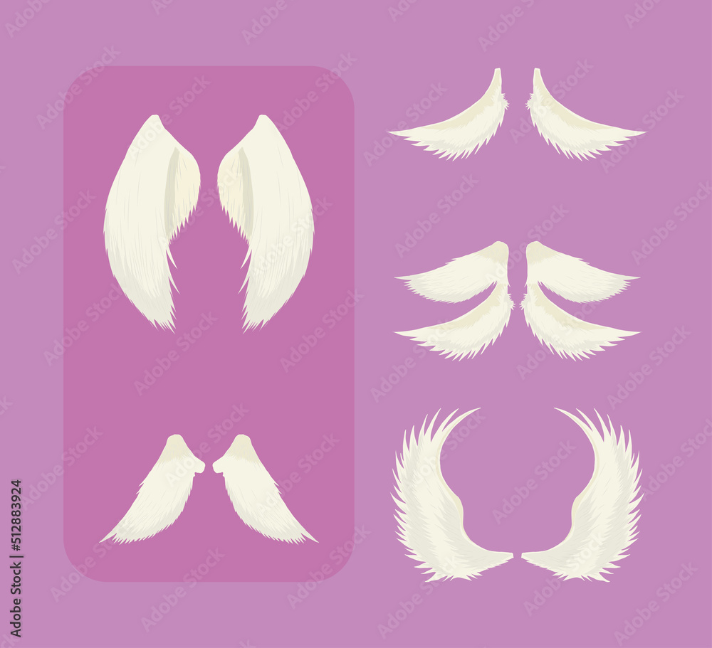 icons set angel wings
