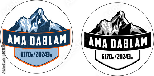 vector keychain with Ama Dablam mountain logo label