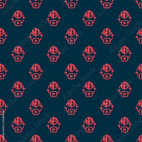 Red line NFT Digital crypto art icon isolated seamless pattern on black background. Non fungible token. Vector