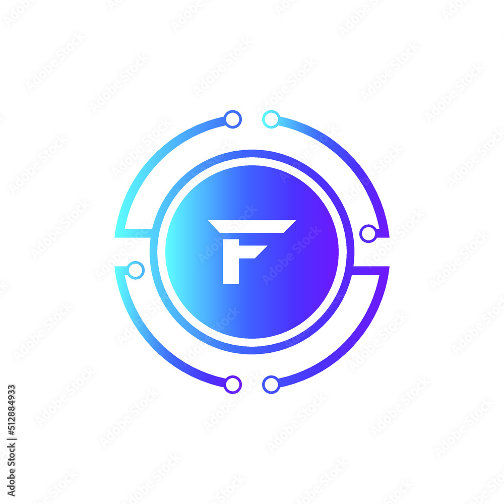 Creative Letter F logo design with point or dot symbol Creative Letter F logo design with point or dot symbol