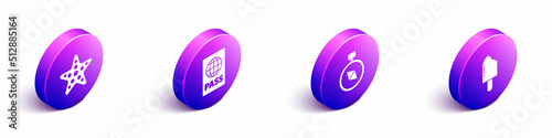 Set Isometric Starfish, Passport, Compass and Ice cream icon. Vector