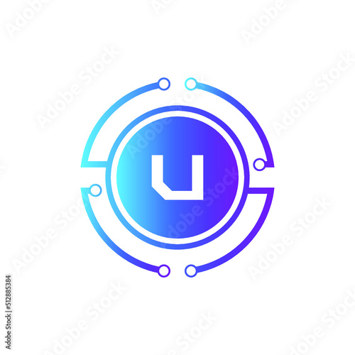Creative Letter U logo design with point or dot symbol