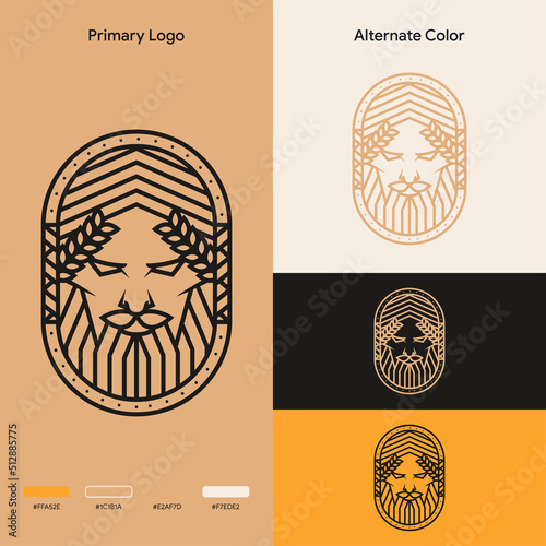 simple greek head man logo design