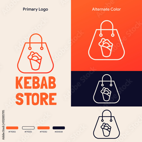 simple minimalist kebab shop logo design
