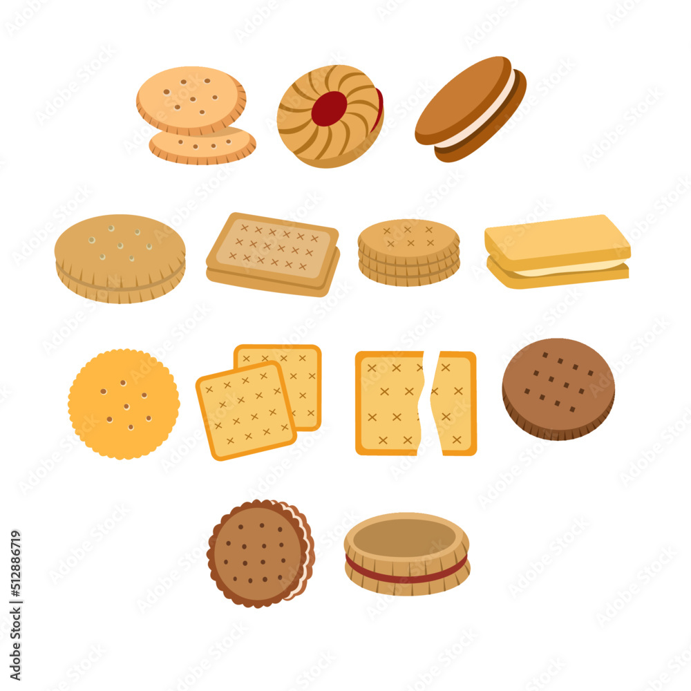 Set of Flat Biscuit Illustration Set of Flat Biscuit Illustration