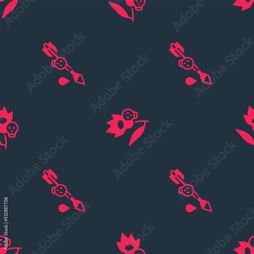 Set Poison on the arrow and flower on seamless pattern. Vector